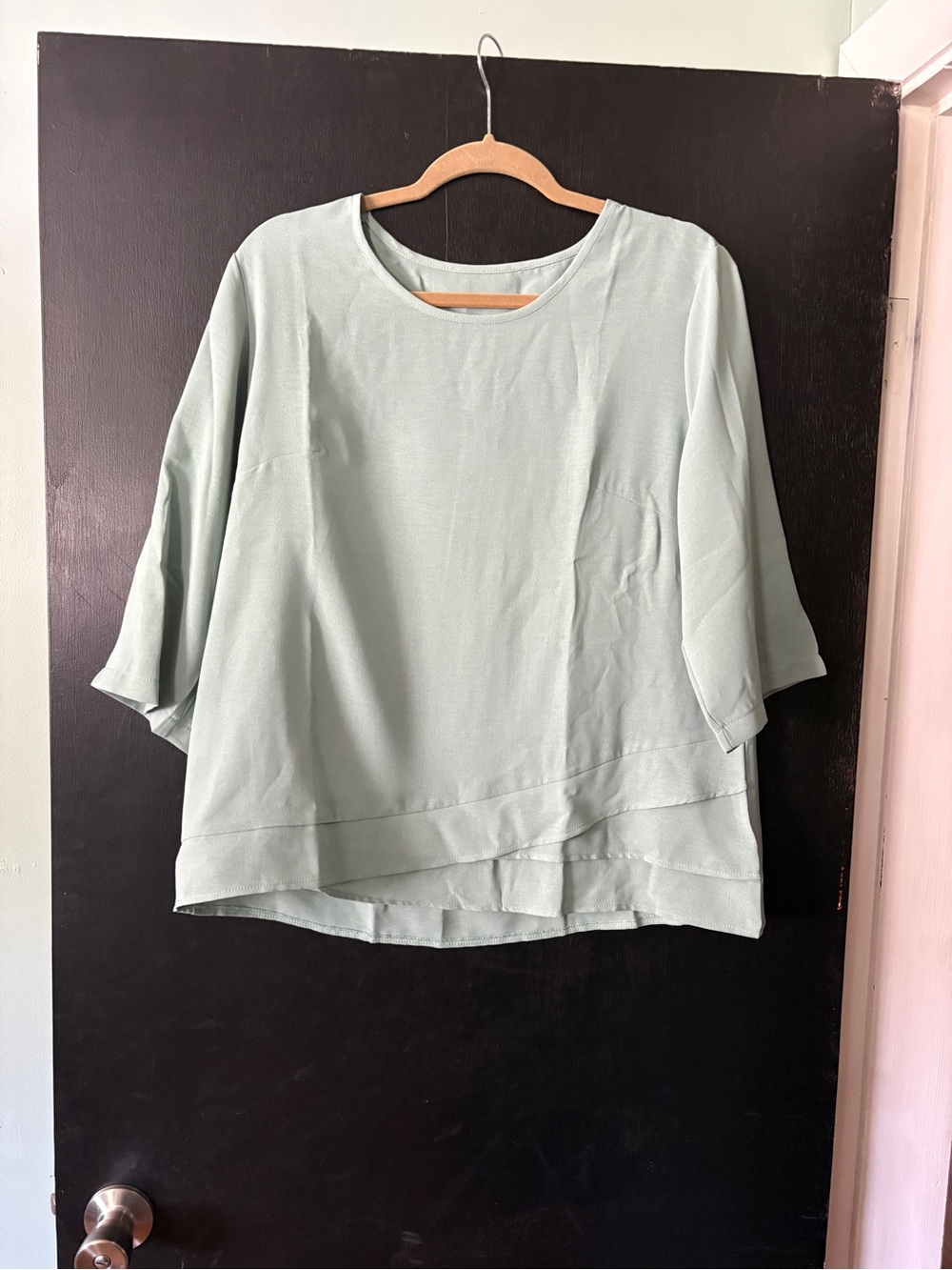 Women's Relaxed Layered Hem Top - Mint Green